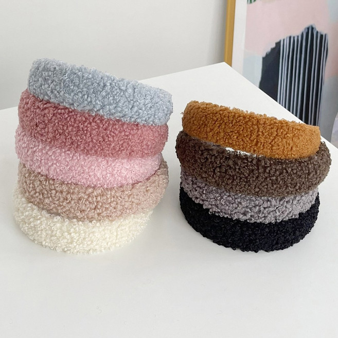 (국내제작) 뽀글 양털 머리띠 퍼 도톰 볼륨 헤어밴드 9color 제니