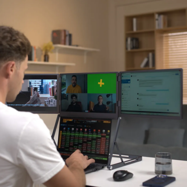 트라이고엑스 휴대용 노트북 트리플 보조 서브 듀얼 모니터, 39.624cm, trigoX