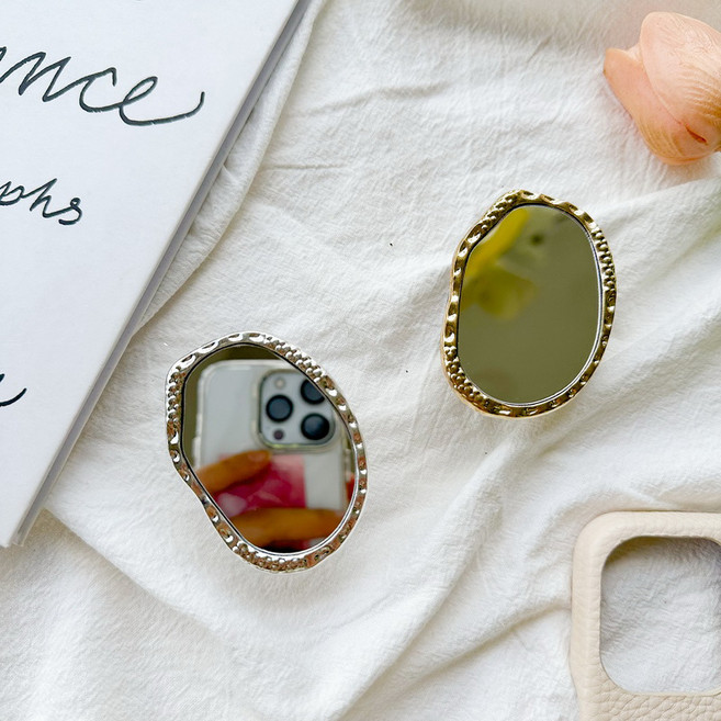 디어굿즈 시그니처 메탈 미러톡 거울 스마트톡, 1개, 골드