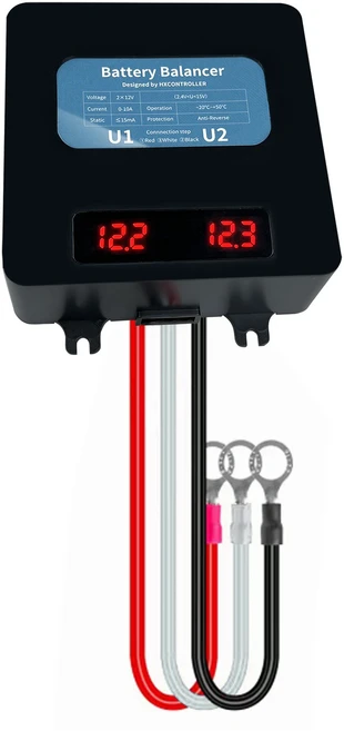 2X12V 젤 홍수 AGM 납 산성 배터리 HA01 전압 밸런서 레귤레이터 용 24V 60V 이퀄라이저, 01 For 2X12V Battery, 01 China Mainland, 01 Voltage Display