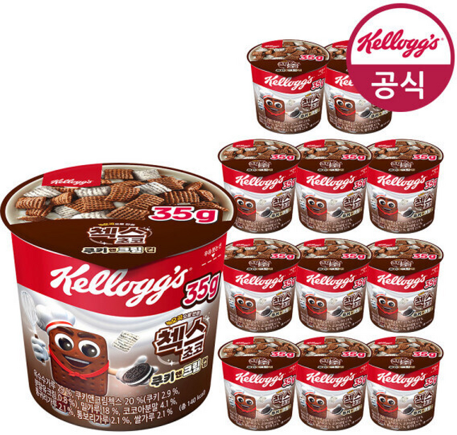 첵스초코 쿠키앤크림 컵시리얼, 35g, 12개