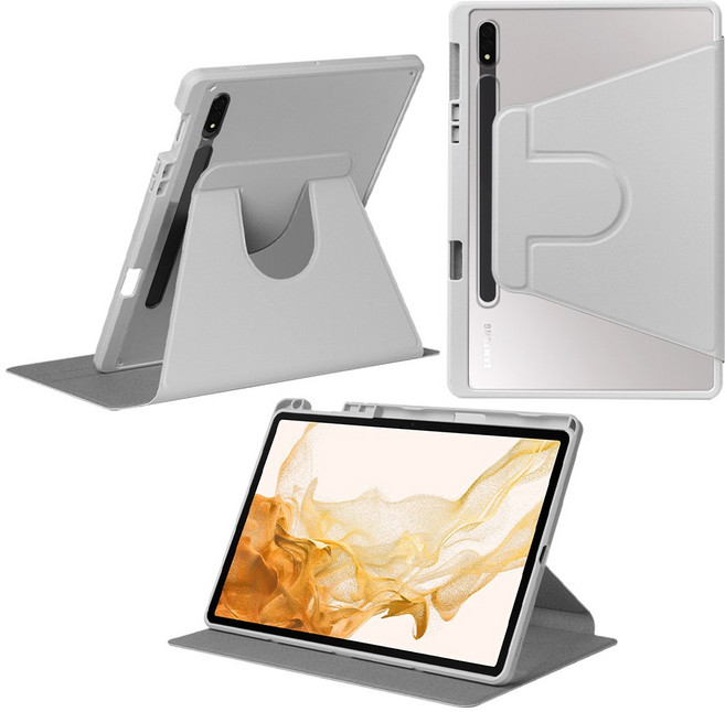 DANYCASE 아크릴 회전 가능 태블릿 커버 삼성 갤럭시 탭 케이스, 회색, 1개