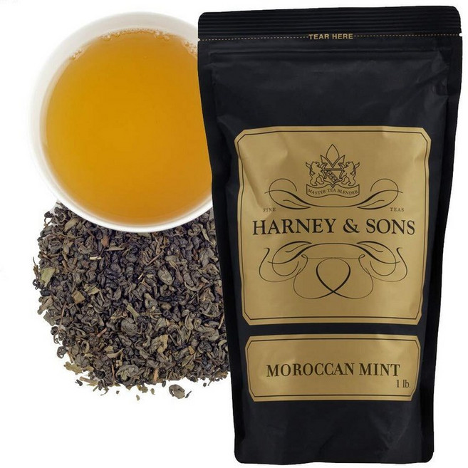 Harney & Sons 유기농 모로코 민트 | 473.2ml(16온스) 루즈 리프 티 백, 16 Ounce (1팩), 1개