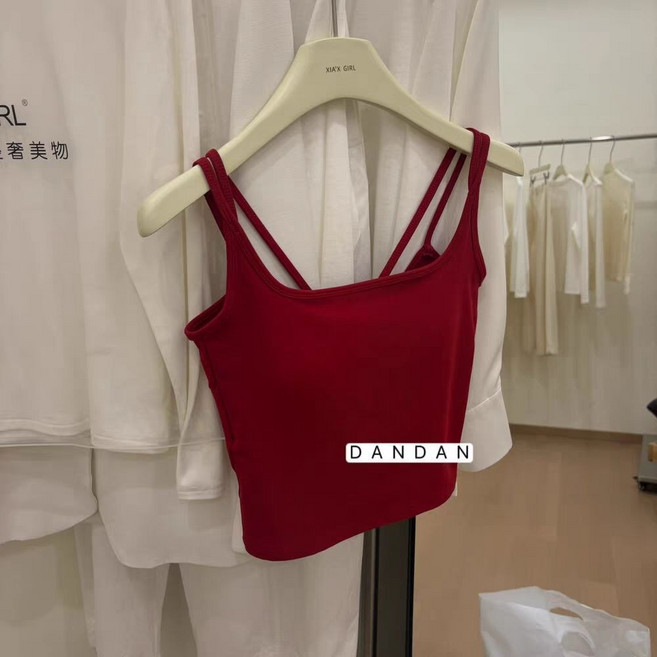 交叉美背細肩帶吊帶背心 顯瘦百搭外穿上衣