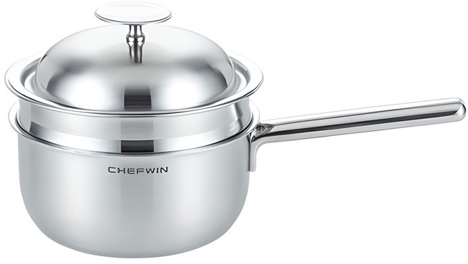 쉐프윈 인덕션 304 통5중 올인원 스마트 쿠커 + 스텐 뚜껑 세트, 18cm, 실버, 1세트