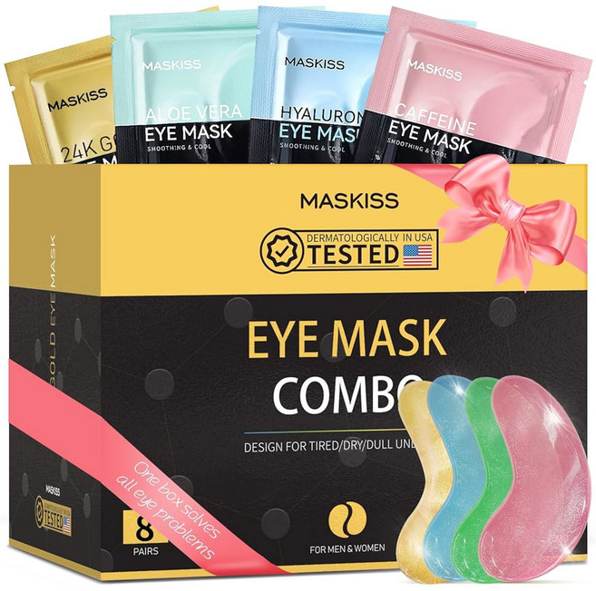 마스크리스 언더 패치(50쌍) 다크서클 퍼프 백용 히알루론산 마스크 과 수분을 위한 콜라겐 패치 그녀를 스킨 케어 선물, 13 Gold, Pink, Blue, Green (8