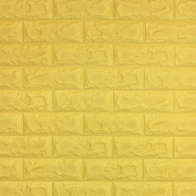 쿠셔니 폼블럭 폼벽지 셀프인테리어 붙이는 스티커 접착식벽지 시트지, 파스텔옐로우, 1개