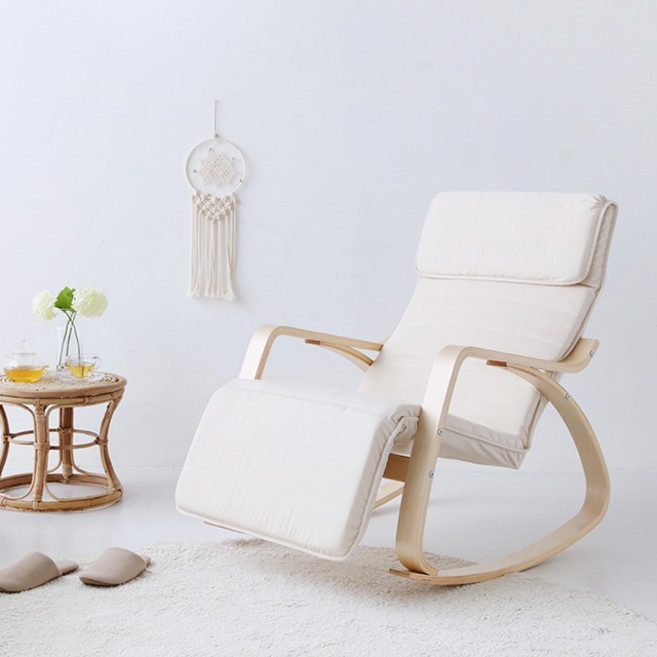 마켓비 BENWOOD 흔들의자 레그레스트 YC10A 내추럴, 아이보리, 1개