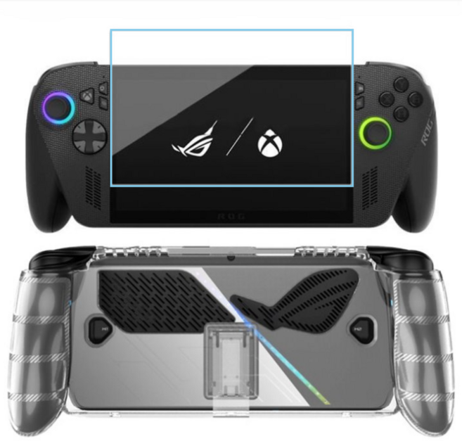 ROG XBOX Ally X 엑갈리 케이스 스탠드 강화유리 필름 올인원 세트, 1세트, 투명, 단일
