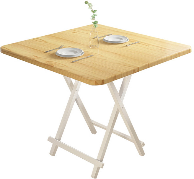 極美家居 實木小戶型折疊餐桌, 原木色-餐桌【80*74cm】可折疊收納