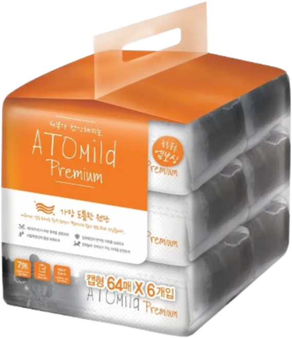 아토마일드 프리미엄 캡형 64매 6입 엠보싱, 6세트, 64개입, 552g