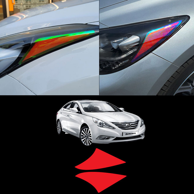 YF쏘나타 헤드라이트 리플렉터 스티커필름 차량한대분, 카멜레온레드YF쏘나타, 1세트