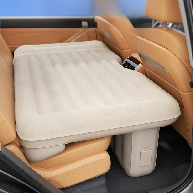 원터치 평탄화 에어매트 무선 자동펌프 공기주입 차량용 침대 자동차 뒷좌석 캠핑 차박, 아이보리 (평탄화 패드 내장), 기본 차종