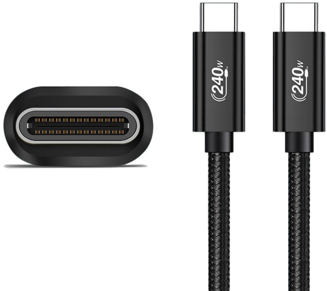 c to c타입 차량용 충전 케이블 카플레이 240W, 1m, 블랙, 1개