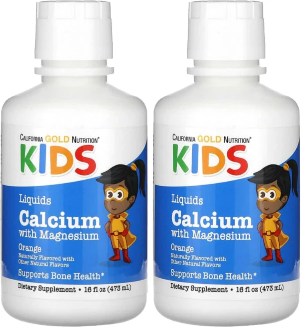 캘리포니아 골드 뉴트리션 CGN 어린이용 액상 칼슘 마그네슘 함유 473ml 2통 - 쿠팡