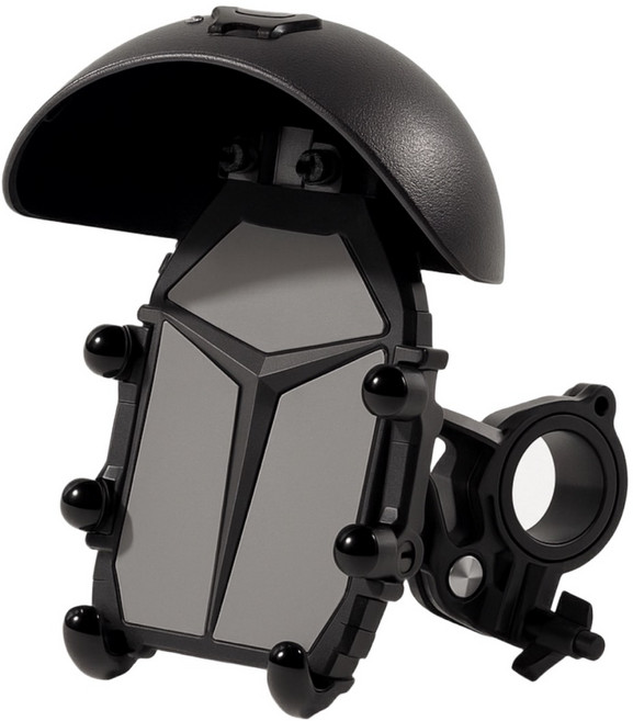 機車手機架 遮陽擋雨 八爪固定 單手操作 360度旋轉 穩固防震, 黑色, 車把款