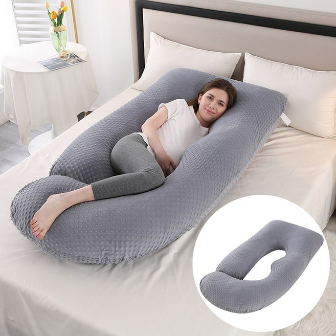 정싱 J자형 바디필로우 사이드베개 롱 쿠션, 회색