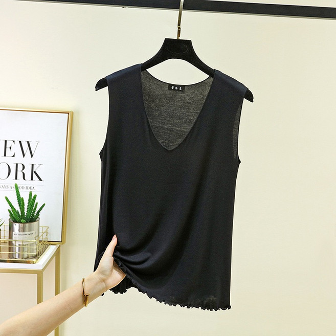 여성 빅사이즈 모달 브이넥 민소매 티셔츠 KX-2626