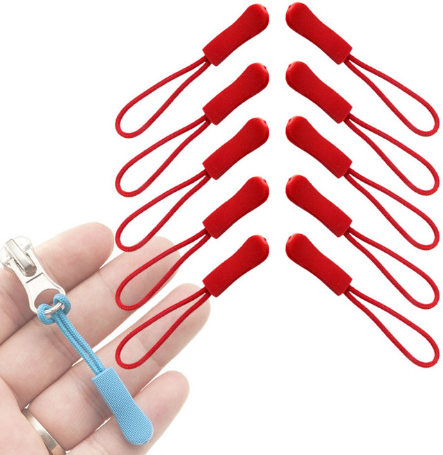 지퍼고리 지퍼 풀러 고리 끈 자크 손잡이 스트랩 줄 점퍼 가방, 20개, 레드