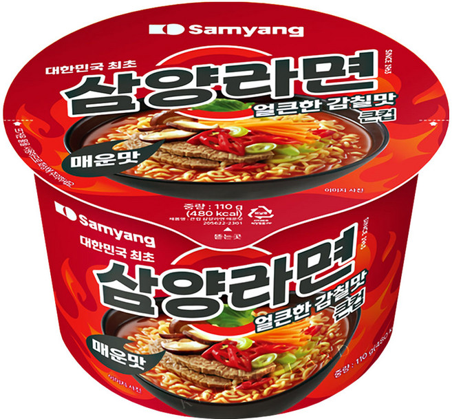 삼양라면 큰컵 매운맛 110g, 6개