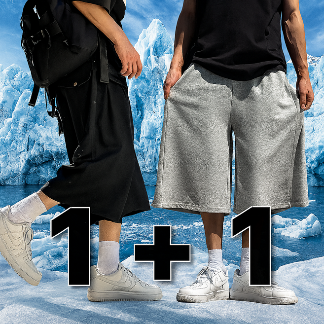 1+1 시온 쿨링 메쉬 사이드 핀턱 버뮤다팬츠