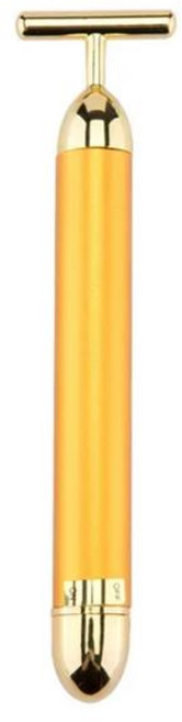 T 자형 24k 에너지 뷰티 바 진동 슬리밍 페이셜 롤러 마사지 페이스 리프트 바 롤러 장치 스킨 케어 강화 주름 방지 마사지 도구, 01 Gold no Pouch