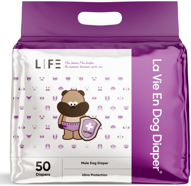 라비앙독 수컷 강아지 안심 기저귀 대용량 50매, 대형, 1개, 50개입