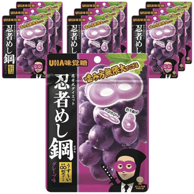 UHA 미각당 미카쿠토 닌자메시 포도맛 젤리 구미 10개, 45g - 쿠팡