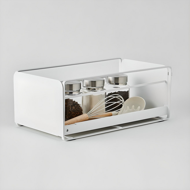 HANSSEM SOK 基本款滑動式調味瓶整理架 1層, 白色, 1個