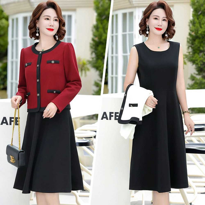 엄마 상견례룩 하객룩 50대 60대 중년 여성 원피스 정장 결혼식 하객