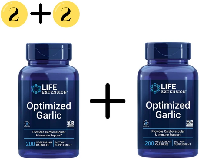 라이프익스텐션 Optimized Garlic 옵티마이즈드 마늘 캡슐 200 베지캡슐, 200정, 4개, 200정 - 쿠팡