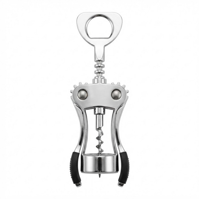 진우 수동와인 오프너 세트 와인따개 호일커터 스토퍼 푸어러 포함 소믈리에, 1개, 실버