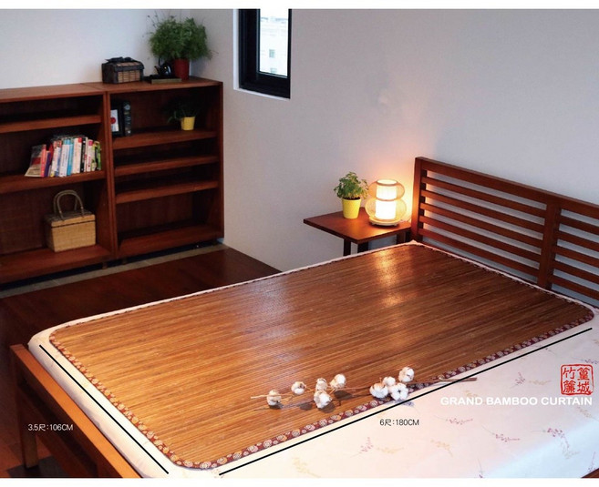 篁城竹蓆 台灣碳化涼蓆 加大單人3.5x6尺 床墊, 碳化-咖啡色款-直向(竹材料180CM)