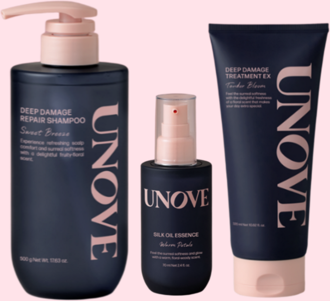 어노브 딥 데미지 샴푸500g(스윗브리즈)+트리트먼트 EX 대용량320ml(텐더블룸)+에센스70ml(텐더블룸), 1세트