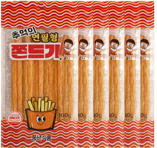 추억의연필형쫀드기 변함없는 맛 그대로 추억의 쫀드기, 6개, 100g