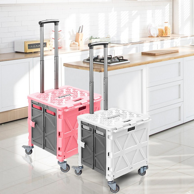 newgood 큰바퀴 무소음 프리미엄 접이식 쇼핑카트 Pink, 단품, 1개