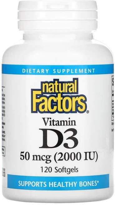 네추럴팩터스 비타민D3 콜레칼시페롤 2000IU 120젤, 1개, 120정 - 쿠팡