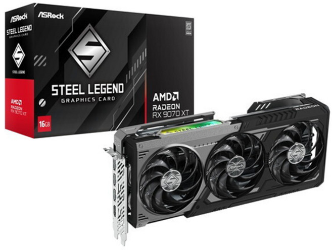 애즈락 라데온 스틸 레전드 그래픽 카드 16GB 다크, RX9070XT