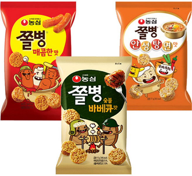 농심 쫄병스낵 바비큐 4개+매콤한맛 4개+안성탕면 4개, 1개