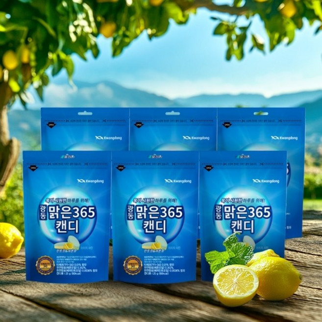 광동 맑은365 무설탕 목 캔디 6팩, 25g, 6개