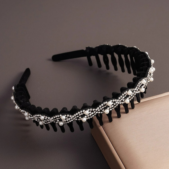 新款韓系水鑽髮卡髮箍 氣質碎髮帶齒防滑洗臉細頭箍 簡約髮飾頭飾女