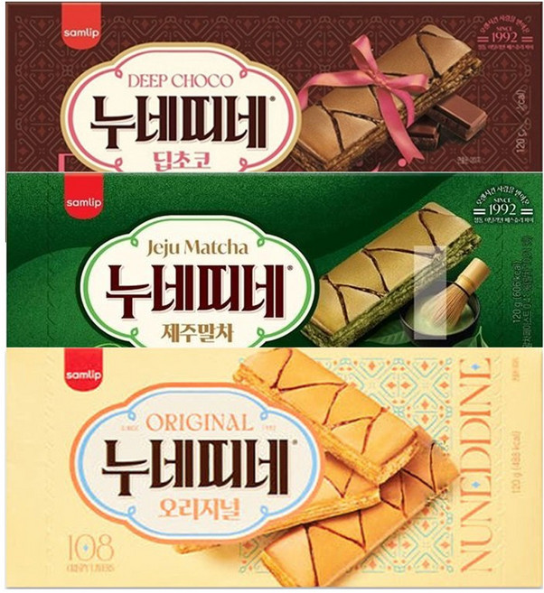 삼립 누네띠네 오리지날 120g 3종 3개 (오리지널x1 +제주말차x1 +초코x1)