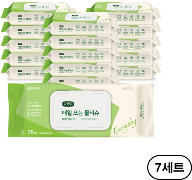 디펜드 매일 쓰는 물티슈 캡형, 43g, 70매입, 112개