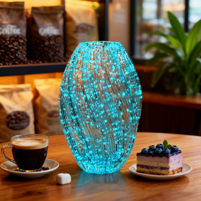 Ximeng 야광 유리 화병 예쁜 형광 인테리어 화병 야광 엿 화병, 엿가락유리화병-야광