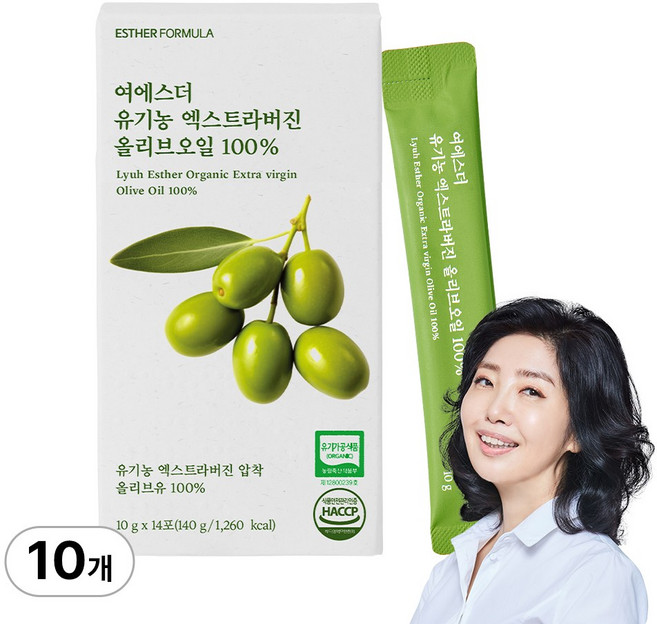 본사직영 여에스더 유기농 엑스트라버진 올리브오일 100% 국민영양 프로젝트, 10박스, 140g