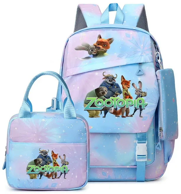 올스토어 만화 Zootopia 2 배낭 3pcs 세트 소년 소녀를위한 경량 소프트 백 학교 가방 십대 노트북, 10 same as picture