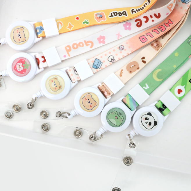 ver4 릴형 캐릭터 사원증 출입증 목걸이줄 카드 릴홀더 명찰 사원증줄, 22까망팬더