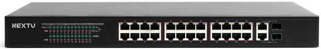 24포트 POE스위치 COMBO 1001000Mbps2TP2SFP Uplink 802.3af총용량 370W 스위치허브 NEXT-POE6128SFP-TP, 1개