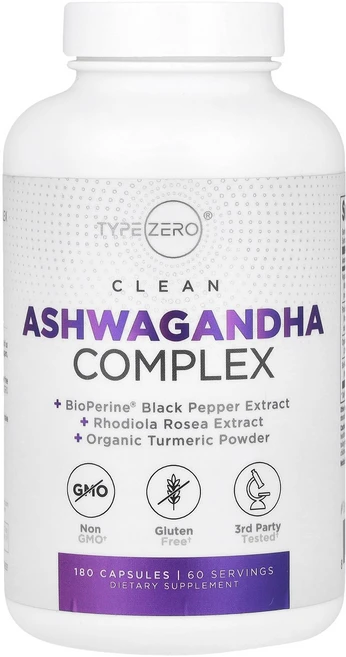 TypeZero Clean Ashwagandha Complex 180 Capsules, TypeZero Clean Ashwagandha Com, 1개, 180정 - 쿠팡