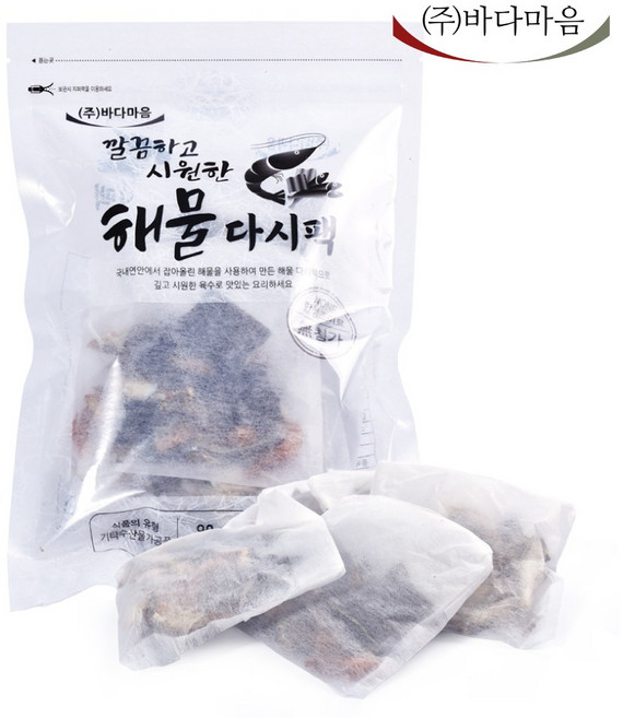 바다마음 해물다시팩 90g 2봉 4봉 6봉, 1개, 해물다시팩 (18g x 5p) x2봉